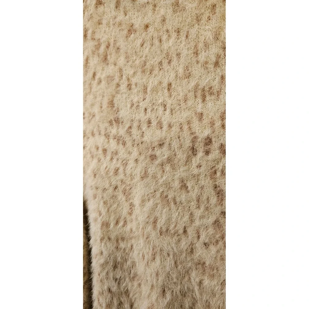 Chicos Eyelash Animal Print Sweater Womens XL‎ Beige Tunic Soft Leopard